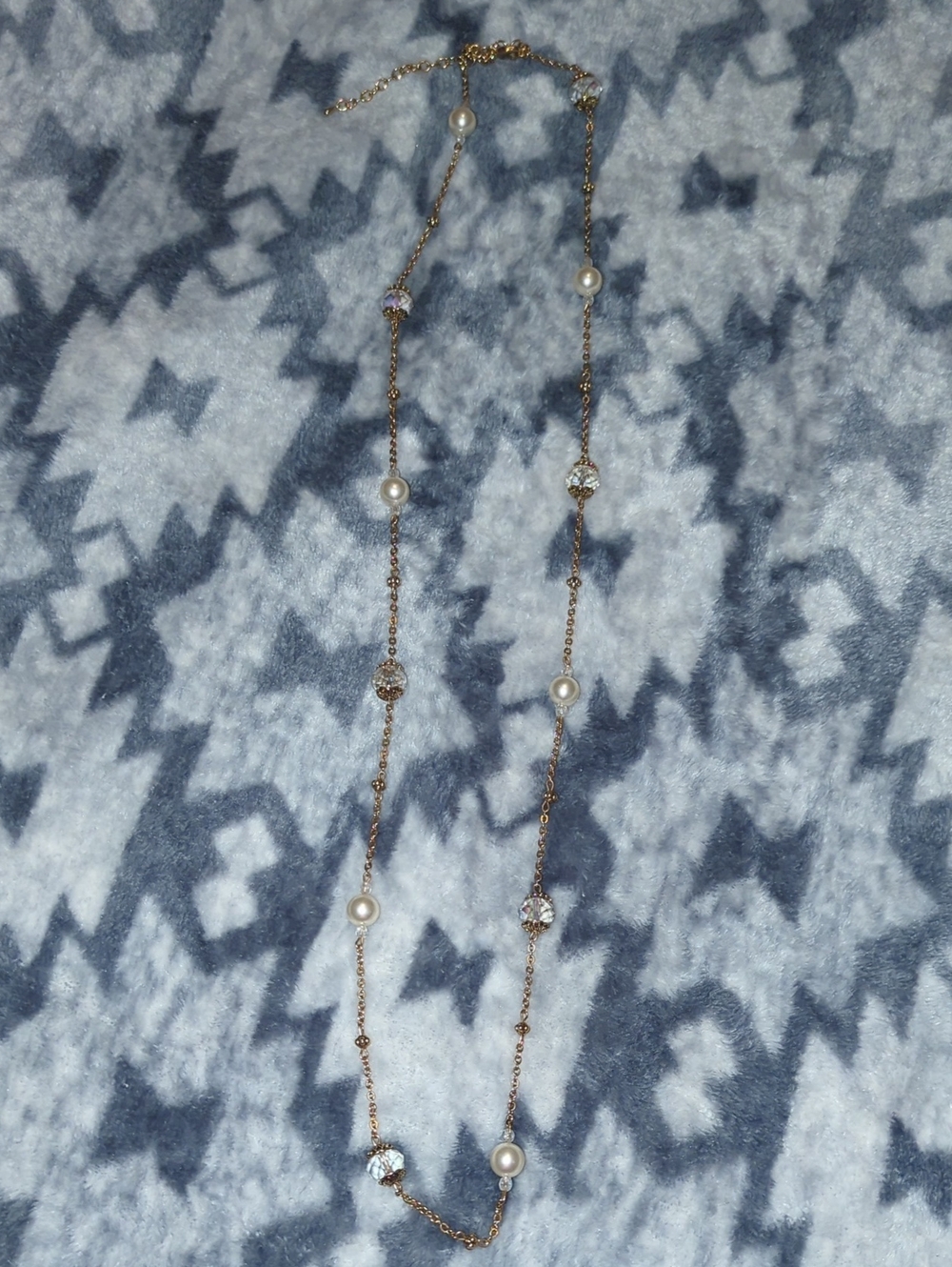 Premier Design Gold Pearl & Crystal Station Necklace - Elegant Women Jewelry